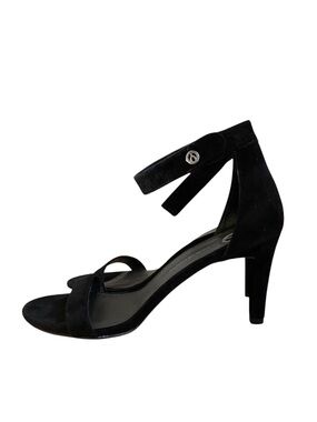 The Wishbone collection sandals Natalie Black Suede Ankle strappy Stiletto Heels